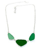 Shades of Textured Green Sea Glass 3 Piece Necklace