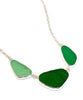 Shades of Textured Green Sea Glass 3 Piece Necklace