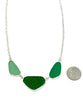 Shades of Textured Green Sea Glass 3 Piece Necklace
