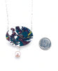 Bold Asian Inspired Bird Vintage Pottery and Pearl Necklace