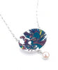 Bold Asian Inspired Bird Vintage Pottery and Pearl Necklace