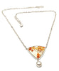 Orange Flowers Vintage Pottery and Pearl Necklace