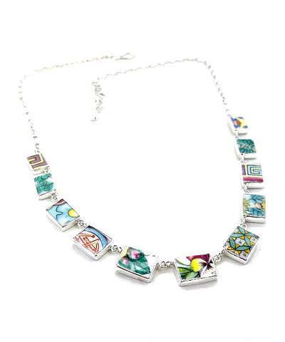 Various Bold Vintage Pottery Shard 11 Piece Necklace
