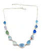 Bold Vintage Pottery Shard and Sea Glass Blues 11 Piece Necklace