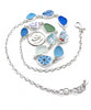 Bold Vintage Pottery Shard and Sea Glass Blues 11 Piece Necklace