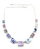 Blue, Red, Purple & Brown Patterned Vintage Pottery 11 Piece Necklace