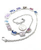 Blue, Red, Purple & Brown Patterned Vintage Pottery 11 Piece Necklace