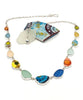 Colorful Spanish Hand Painted Ceramic and Pastel Sea GLass 13 Piece Sea Glass Necklace