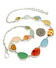 Bold Spanish Hand Painted Ceramic and Bright Pastel Sea Glass 13 Piece Sea Glass Necklace