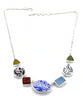 Earth Tone Patterned Vintage Pottery and Sea Glass 7 Piece Multi Shape Necklace