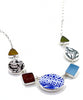 Earth Tone Patterned Vintage Pottery and Sea Glass 7 Piece Multi Shape Necklace