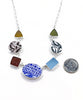 Earth Tone Patterned Vintage Pottery and Sea Glass 7 Piece Multi Shape Necklace