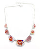 Orange Floral and Patterned Vintage Pottery 7 Piece Shard Necklace