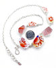 Orange Floral and Patterned Vintage Pottery 7 Piece Shard Necklace