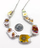 Yellow & Brown Floral Vintage Pottery 7 Piece Shard Necklace - Long 20-21
