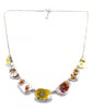Yellow & Brown Floral Vintage Pottery 7 Piece Shard Necklace - Long 20-21