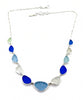 Soft Blue, Aqua and Textured Cobalt Blue 11 Piece Sea Glass Necklace