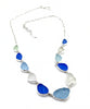 Soft Blue, Aqua and Textured Cobalt Blue 11 Piece Sea Glass Necklace