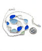 Soft Blue, Aqua and Textured Cobalt Blue 11 Piece Sea Glass Necklace