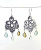 Lace Cast in Sterling Silver with Three Sea Glass Drops