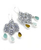 Lace Cast in Sterling Silver with Three Sea Glass Drops