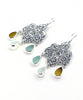 Lace Cast in Sterling Silver with Three Sea Glass Drops
