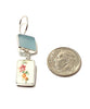 Light Blue Sea Glass and Floral Vintage Pottery Double Drop Earrings
