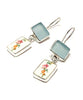Light Blue Sea Glass and Floral Vintage Pottery Double Drop Earrings
