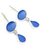 Blue Sea Glass Double Drop Earrings