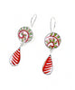 Bold Rust & Green Imari Pottery Double Drop Earrings