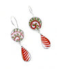 Bold Rust & Green Imari Pottery Double Drop Earrings