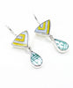 Bold Asian Inspired Vintage Pottery Double Drop Earrings