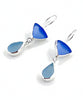 Blue & Aqua Sea Glass Double Drop Earrings
