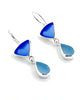 Blue & Aqua Sea Glass Double Drop Earrings