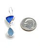 Blue & Aqua Sea Glass Double Drop Earrings