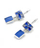 Blue and White Vintage Pottery with Blue Sea Glass Double Drop Earrings