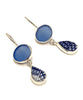 Geometric Blue & White Vintage Pottery with Blue Sea Glass Double Drop Earrings
