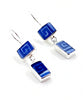 Blue & White Vintage Pottery Rectangle Shaped Double Drop Earrings
