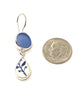 Blue Sea Glass and Blue & White Leaves Vintage Pottery Double Drop Earrings