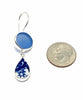Blue Sea Glass with Blue & White Vintage Pottery Double Drop Earrings
