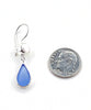Blue Sea Glass with Pearl Earrings Double Drop Earrings