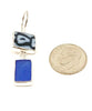Bold Blue & White Vintage Pottery & Blue Sea Glass Double Drop Rectangle Earrings