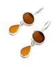 Brown & Rich Amber Sea Glass Double Drop Earrings
