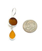 Brown & Rich Amber Sea Glass Double Drop Earrings