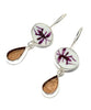 Purple Bug Vintage Pottery with Plum Stained Glass Double Drop Earrings
