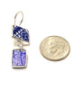 Blue Willow Vintage Pottery & Cobalt Stained Glass Rectangle Double Drop Earrings