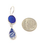 Cobalt Sea Glass and Blue Willow Vintage Pottery Double Drop Earrings