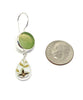 Light Olive Green Stained Glass & Bold Flowers Vintage Pottery Double Drop Earrings