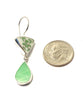 Green Leaf Vintage Pottery with Mint Stained Glass Double Drop Earrings