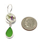 Delicate Purple Flowers & Green Sea Glass Double Drop Earrings